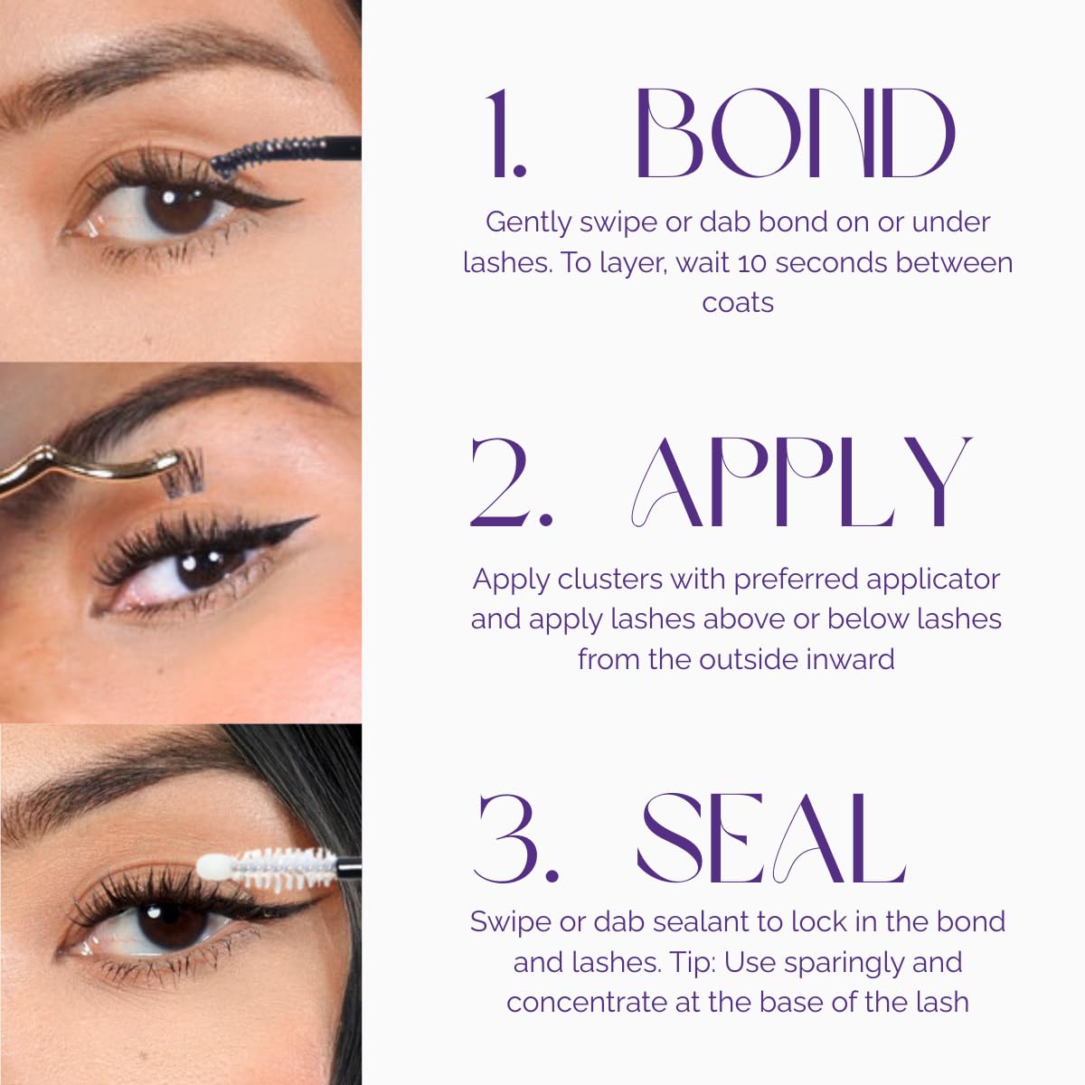Noonlash precision brush tip highlights easy, precise application for clean lash bonding.