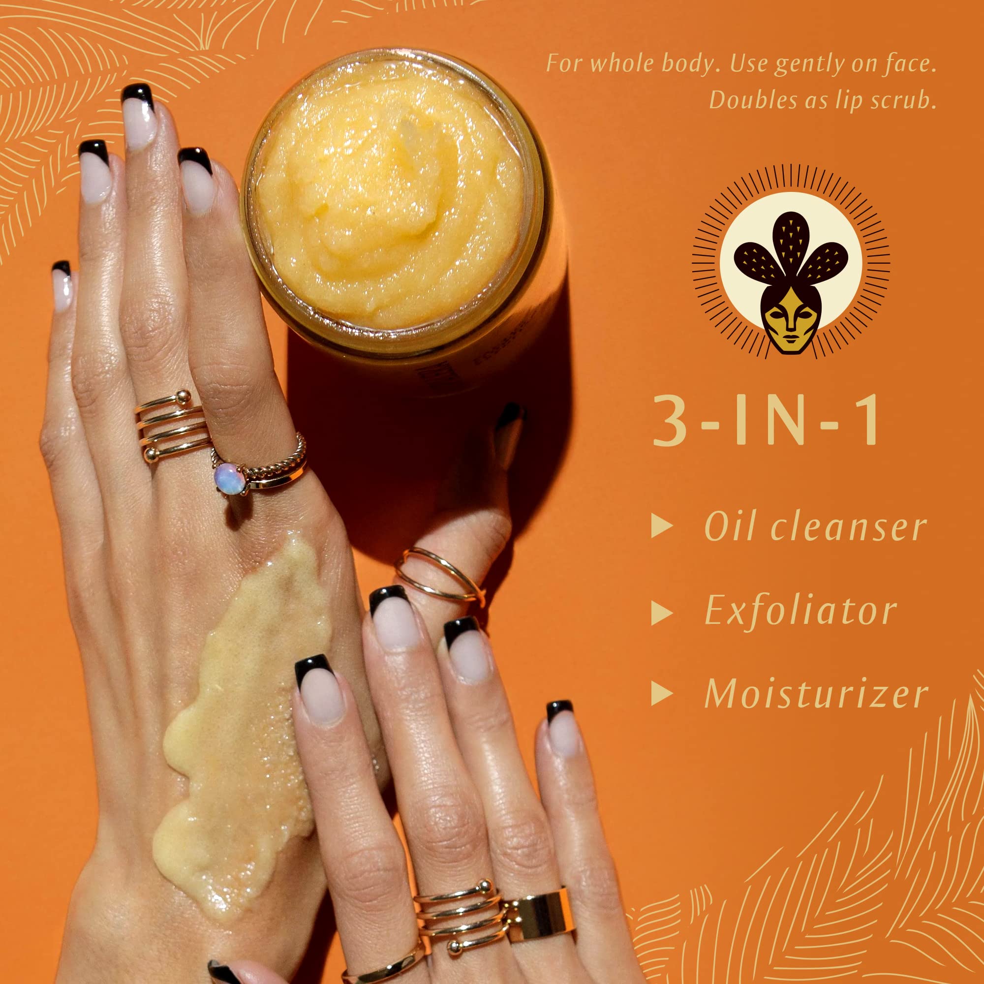Nopalera Mandarina bottle pour demonstrating easy daily cleansing for a fresh glow.