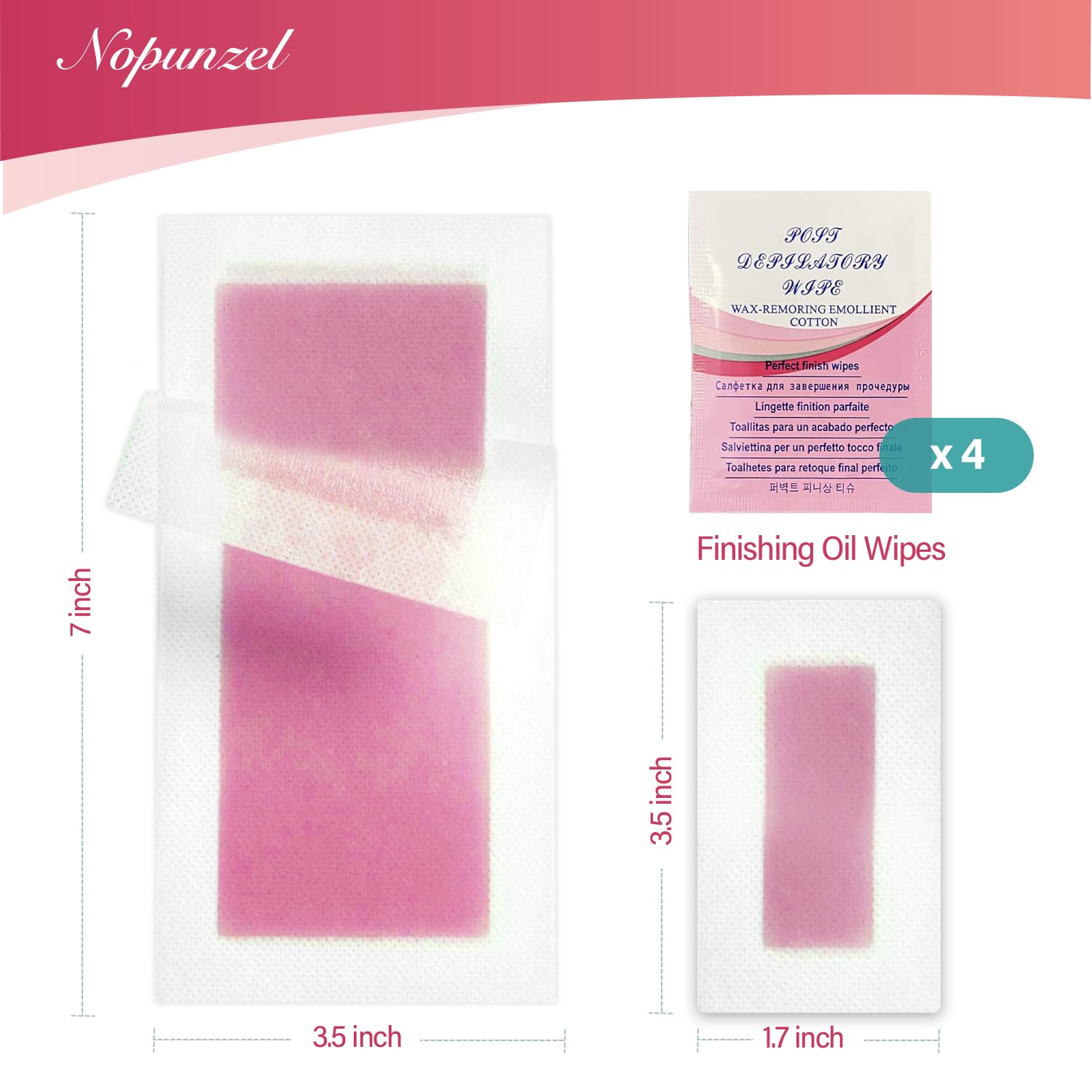 NOPUNZEL Green Formula wax strips with beeswax and jojoba for gentle hair removal