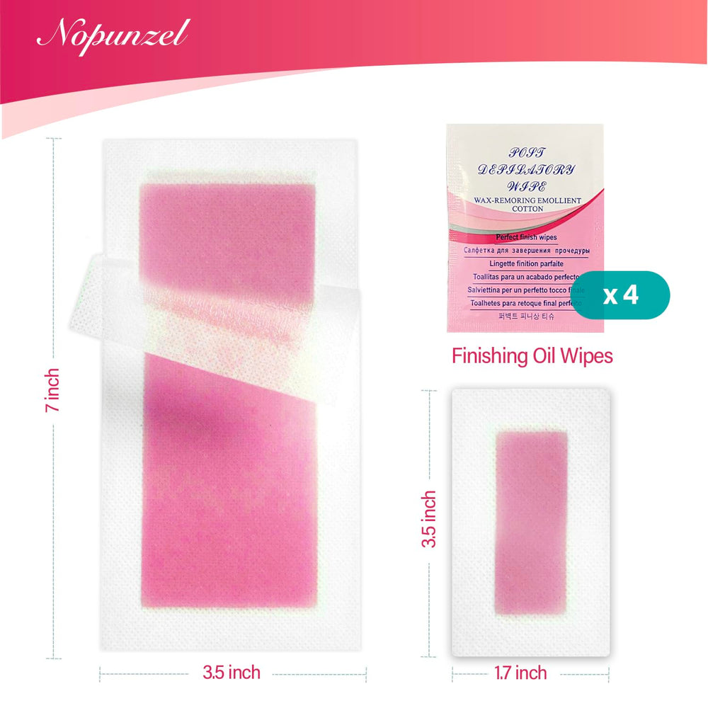 NOPUNZEL Green Formula wax strips with beeswax and jojoba for gentle hair removal