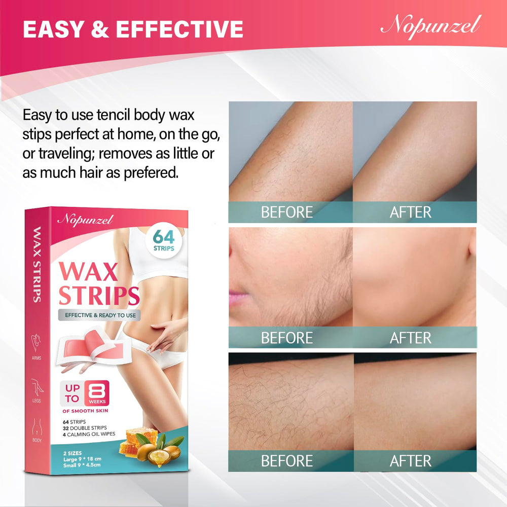 NOPUNZEL wax strips four-point-five-by-nine fit various areas for versatile waxing