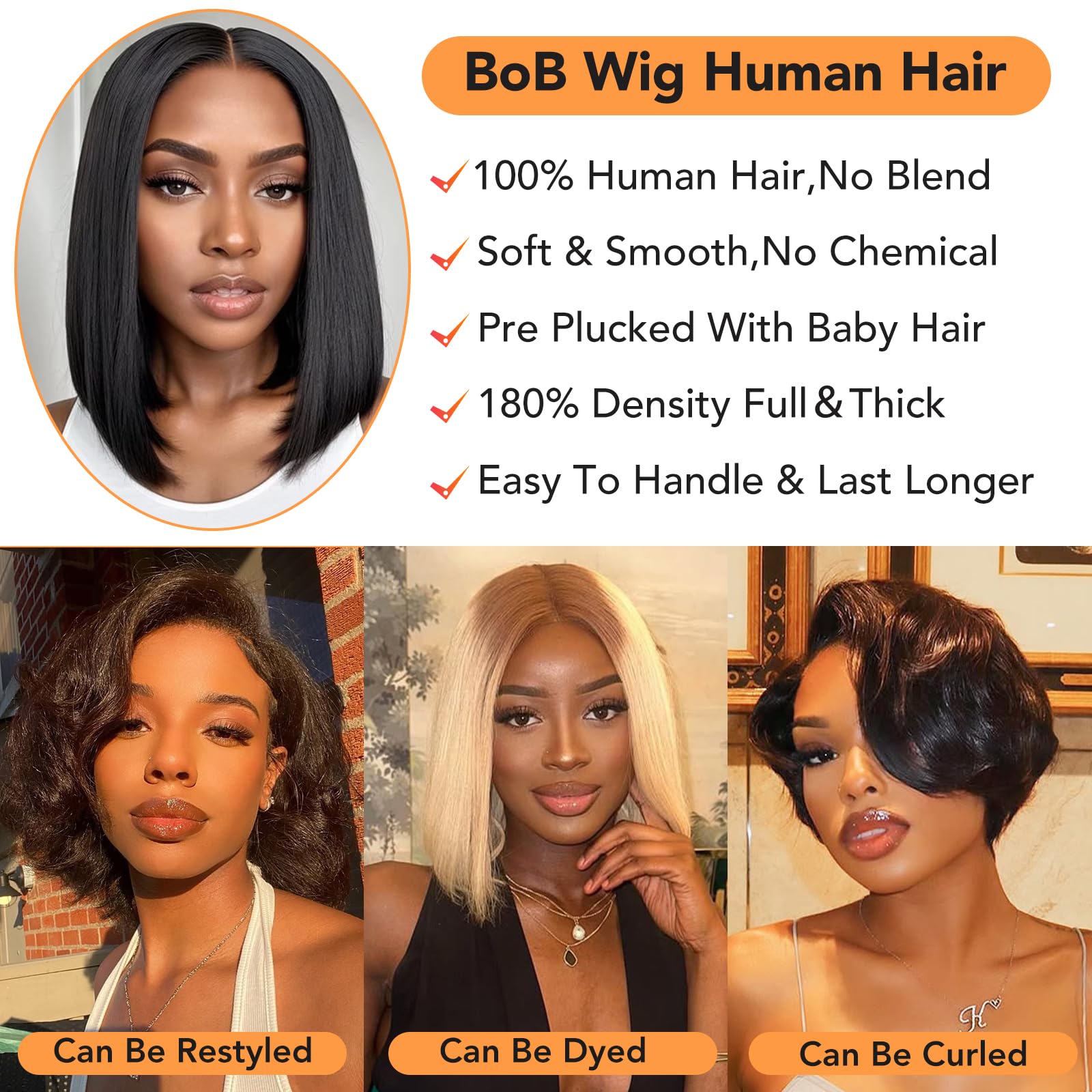 Nopxam Bob Wig human hair 12-inch dyed-ready styling option for fashion versatility.
