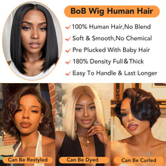 Nopxam Bob Wig human hair 12-inch dyed-ready styling option for fashion versatility.