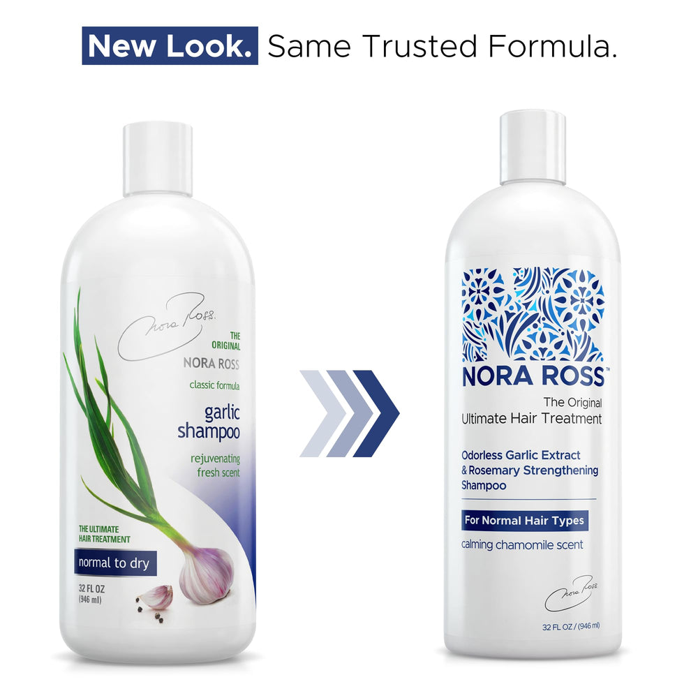 Nora Ross Garlic Extract Shampoo rinse close-up shows lightweight aftermath