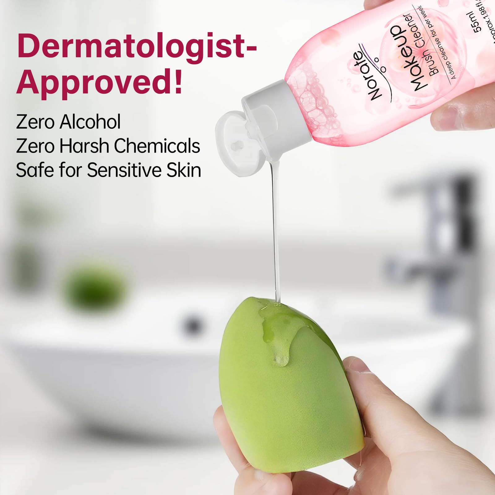 Norate makeup brush cleaner cruelty-free solution bottle for safe cleaning.