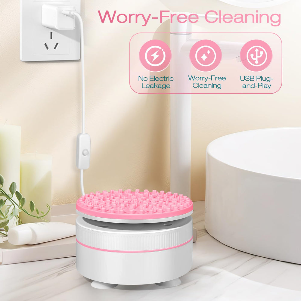 Norate makeup brush cleaner solution in use highlights safe, gentle cleaning.