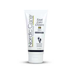 Nordic Care Foot Care Cream bottle targets cracked heels for smoother feet.