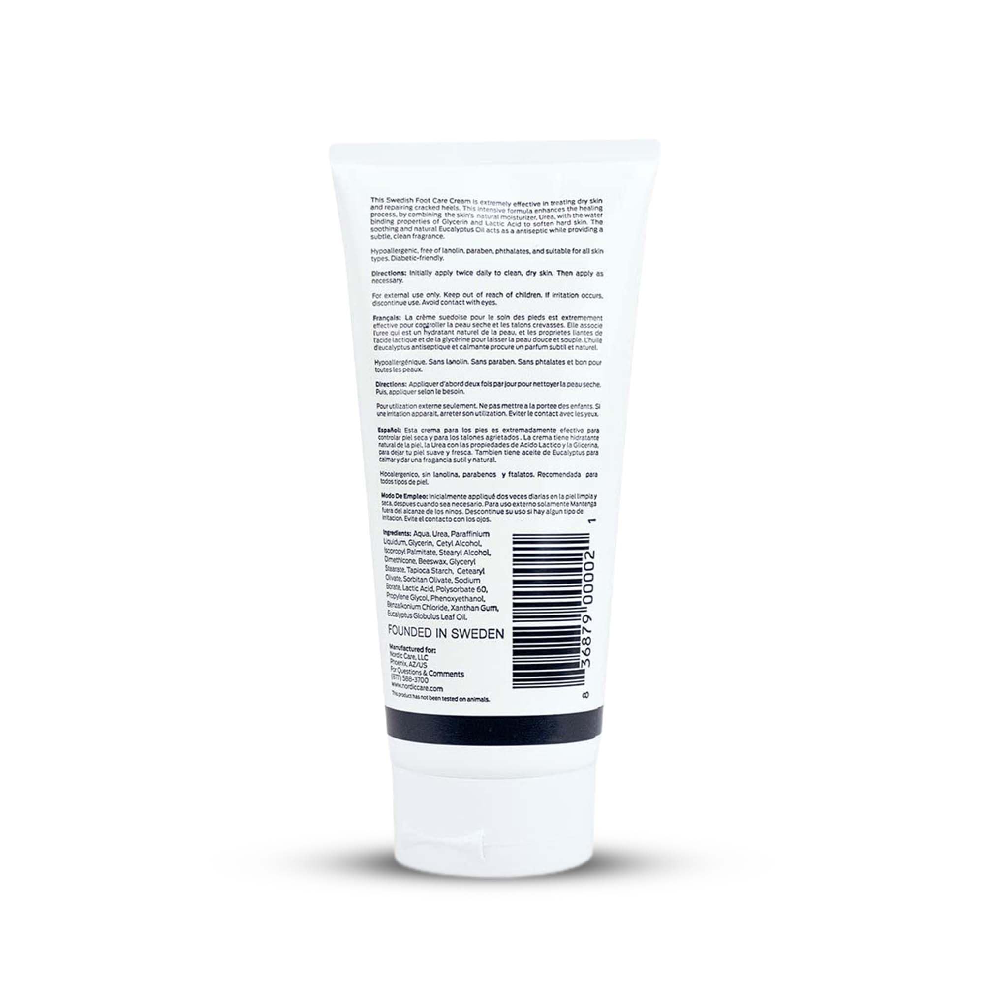 Nordic Care Foot Care Cream tub demonstrates deep hydration for dry feet.