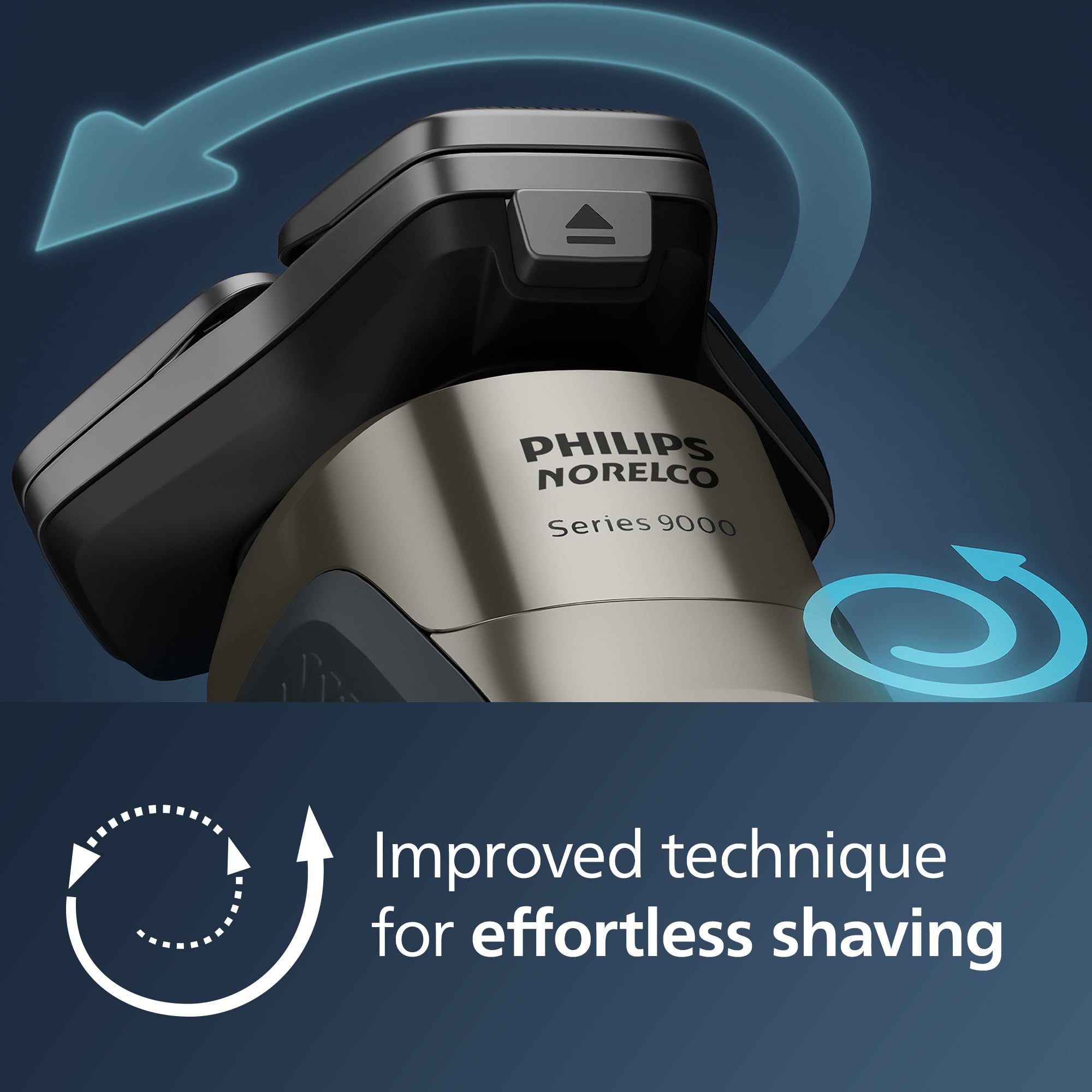 Norelco 9400 long-lasting Li-ion battery delivers up to 60 minutes of cordless shaving.
