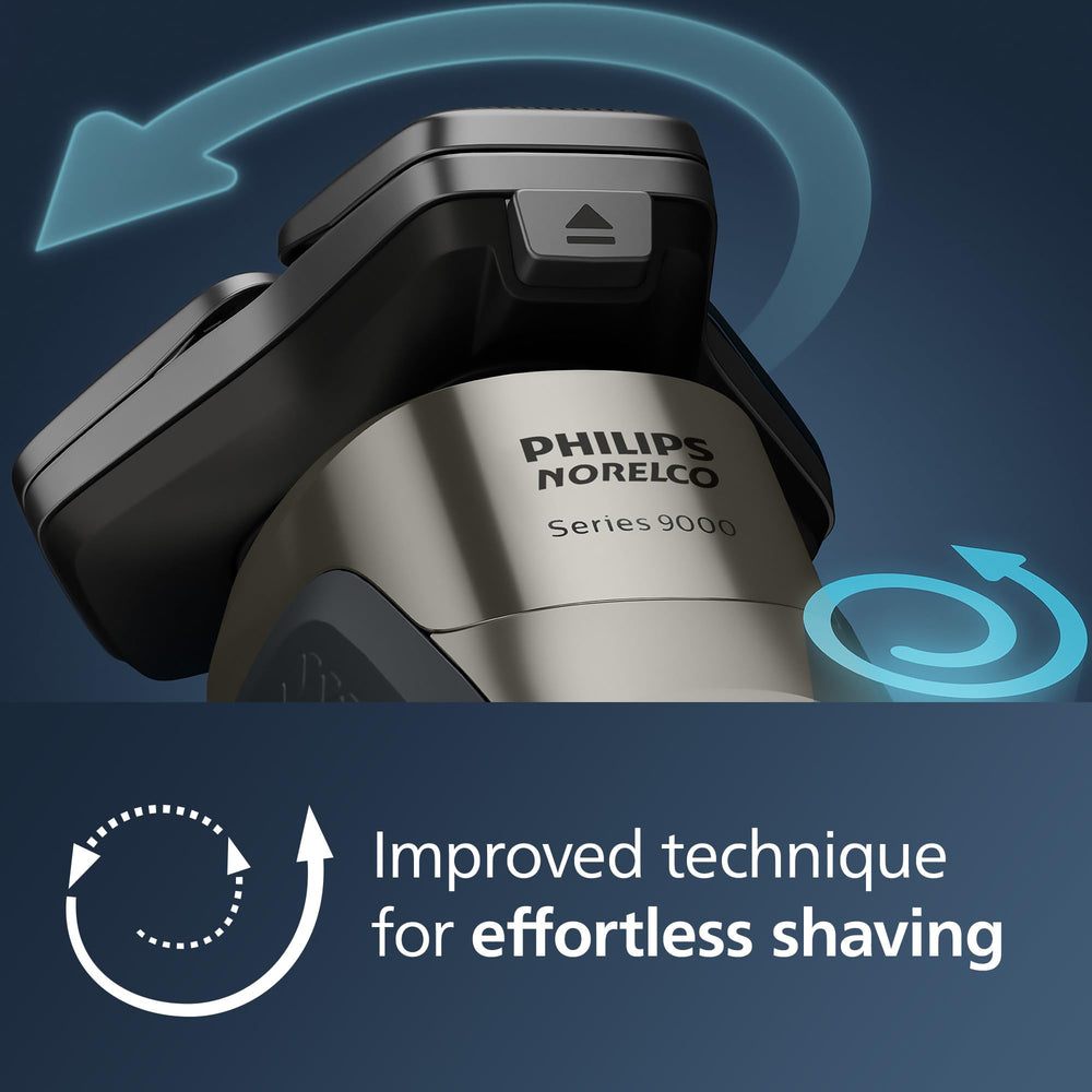 Norelco 9400 long-lasting Li-ion battery delivers up to 60 minutes of cordless shaving.