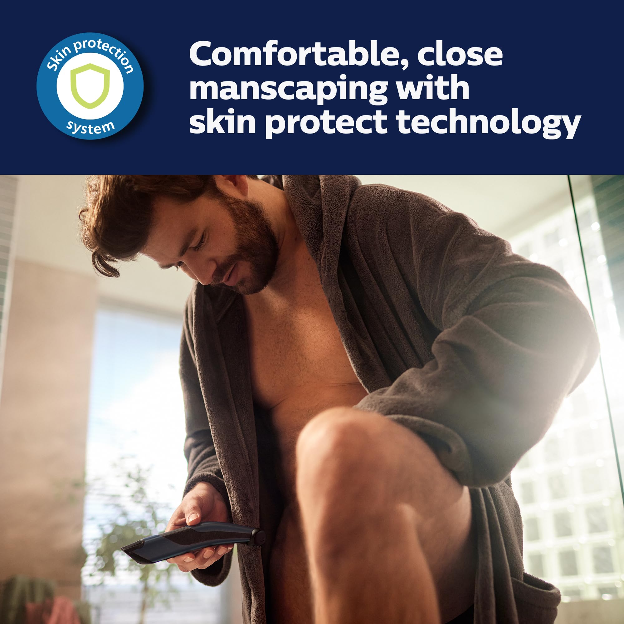 Norelco Bodygroom 7000 4D shaver contours to body curves for closer results.