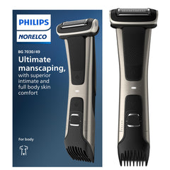 Norelco Bodygroom 7000 Series handle with ergonomic grip for precise grooming.