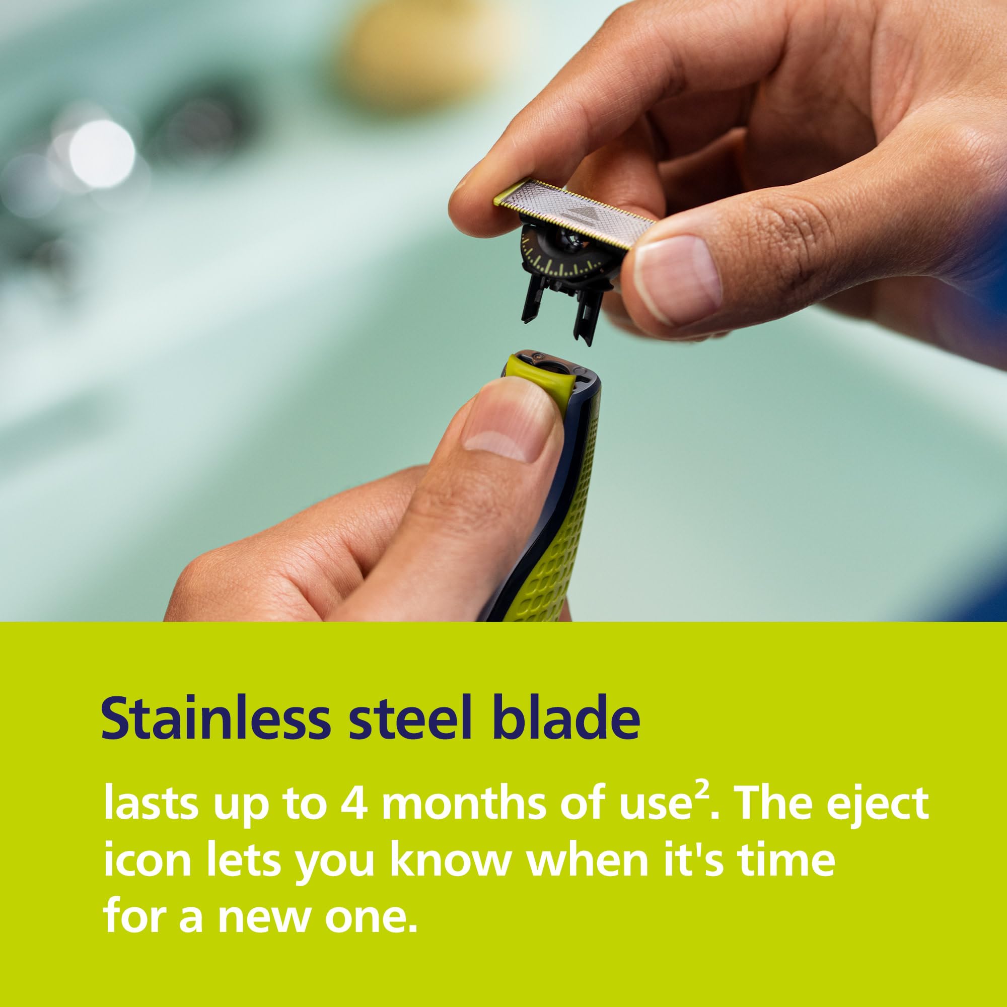 Norelco OneBlade 360 charging-USB image conveys portable, cordless 45-minute power.
