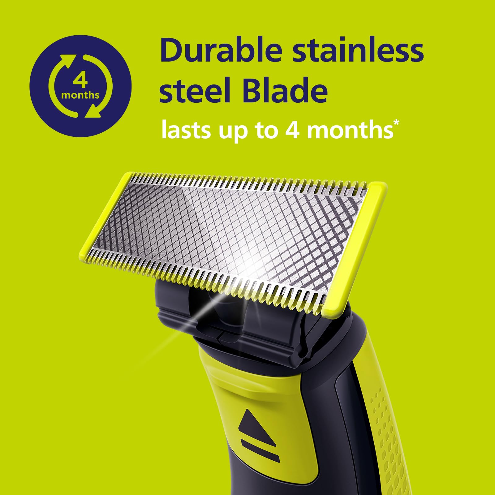 Norelco OneBlade blade and skin guard components laid out for quick swaps