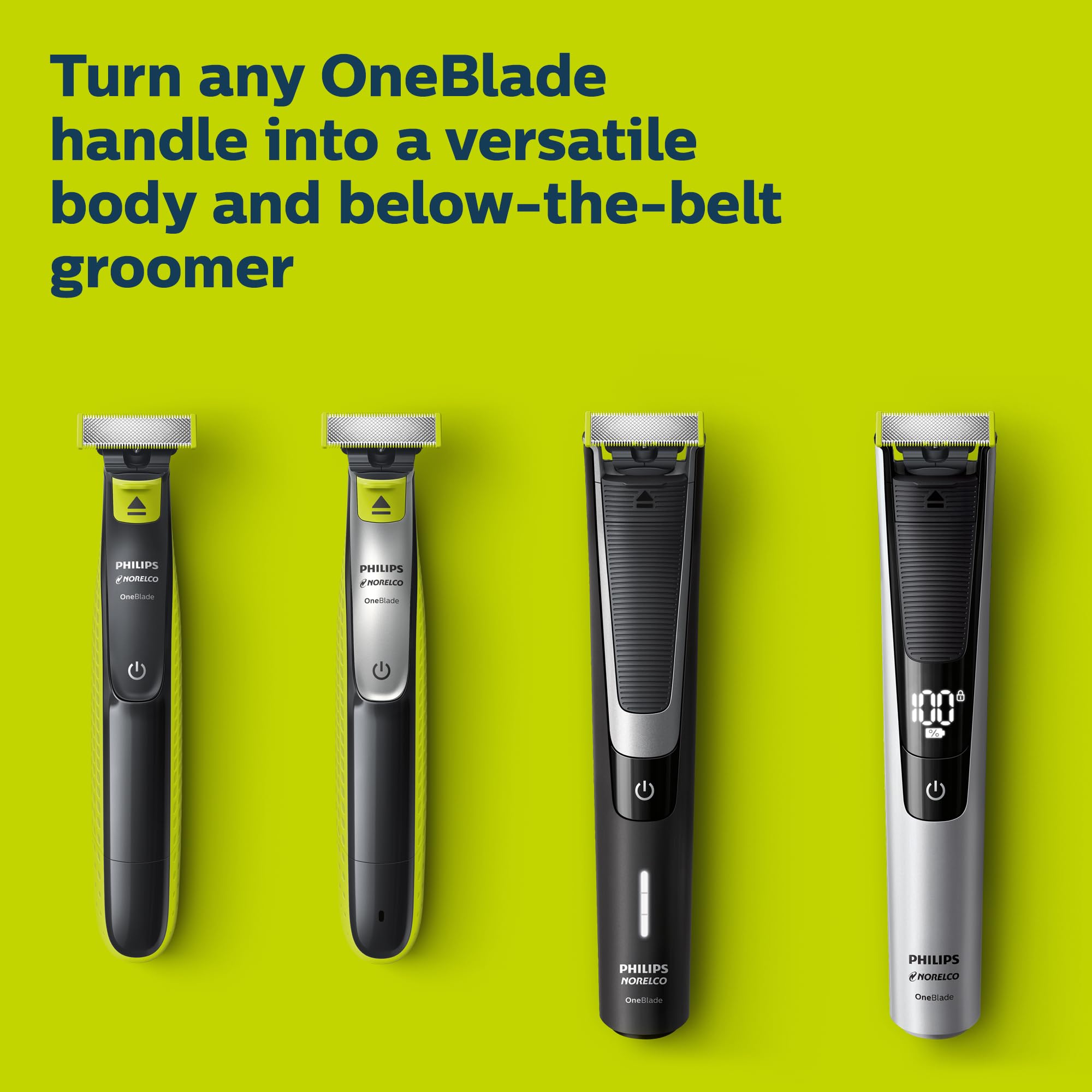 Norelco OneBlade body trimming on large areas supports fast maintenance