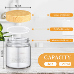 Norme glass jar with bamboo lid and inner liner for leak-free storage.
