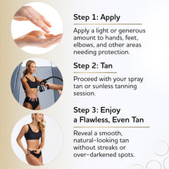 Norvell barrier cream on palms and soles helps prevent over-absorption during spray tans.
