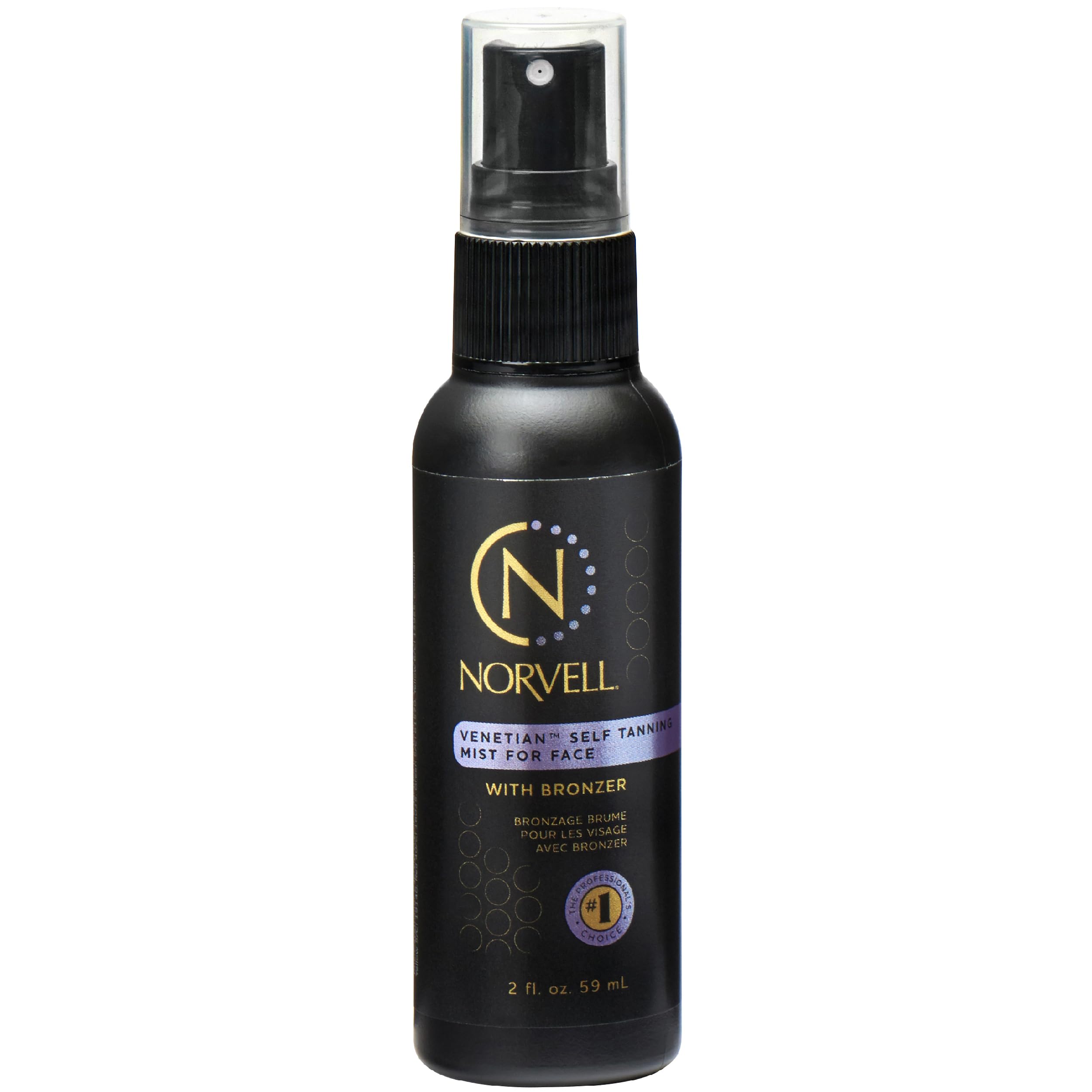 Norvell face self-tanner bottle shown for precise facial bronzing and easy at-home application.