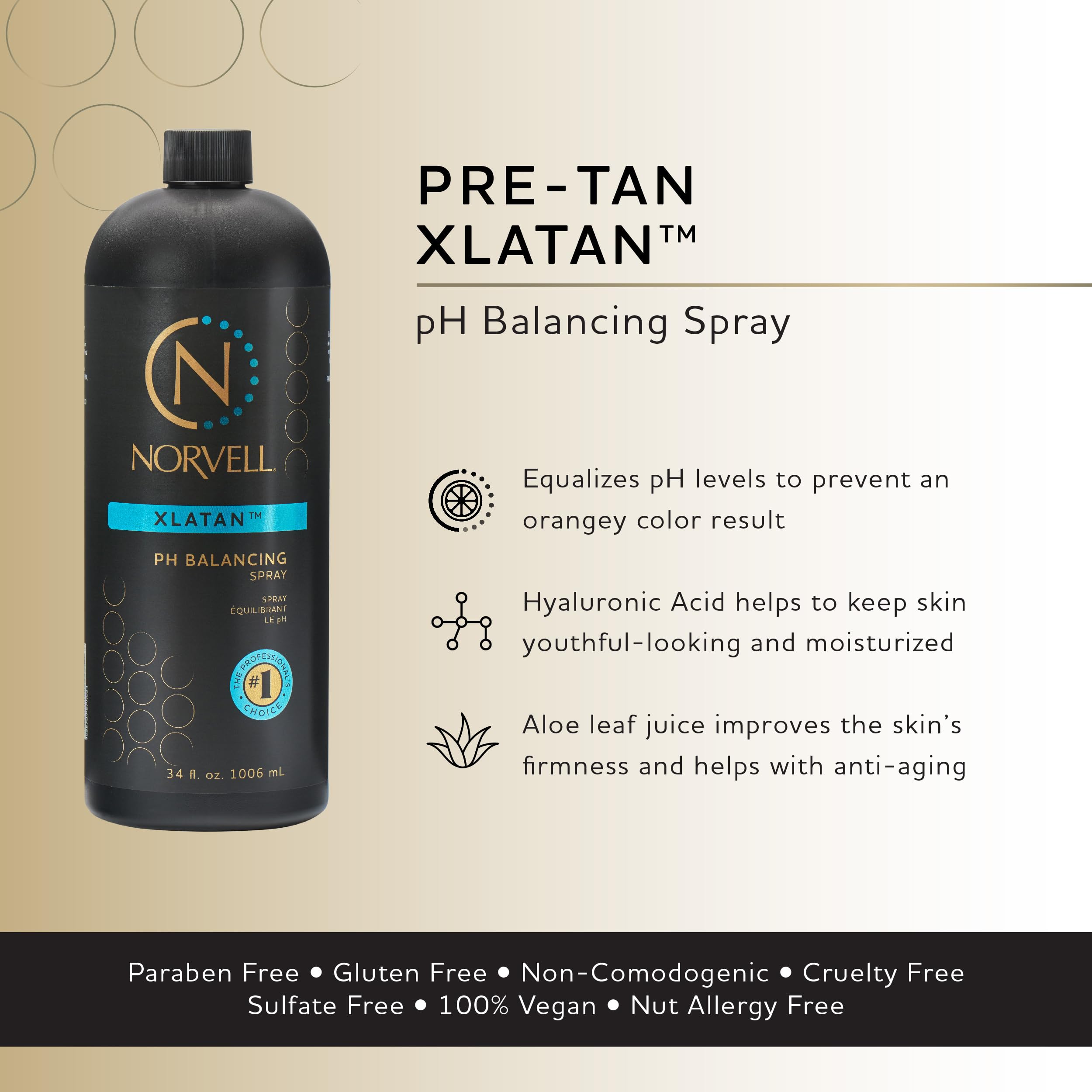 Norvell Pre-Spray Tan XLATAN mist in use for even coverage during at-home tanning
