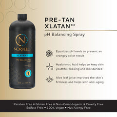 Norvell Pre-Spray Tan XLATAN mist in use for even coverage during at-home tanning