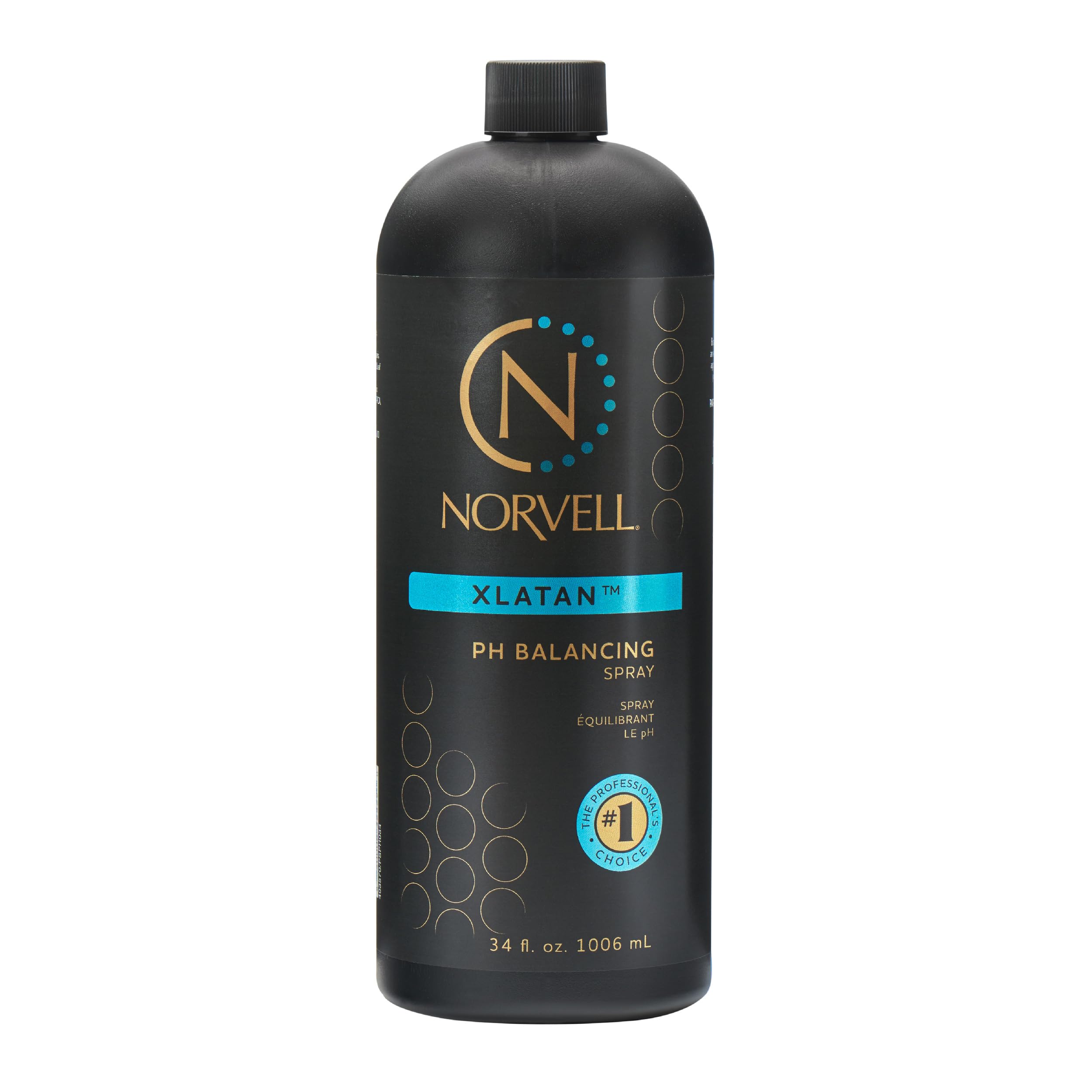Norvell Pre-Spray Tan XLATAN bottle demonstrates pH-balancing spray for even color prep