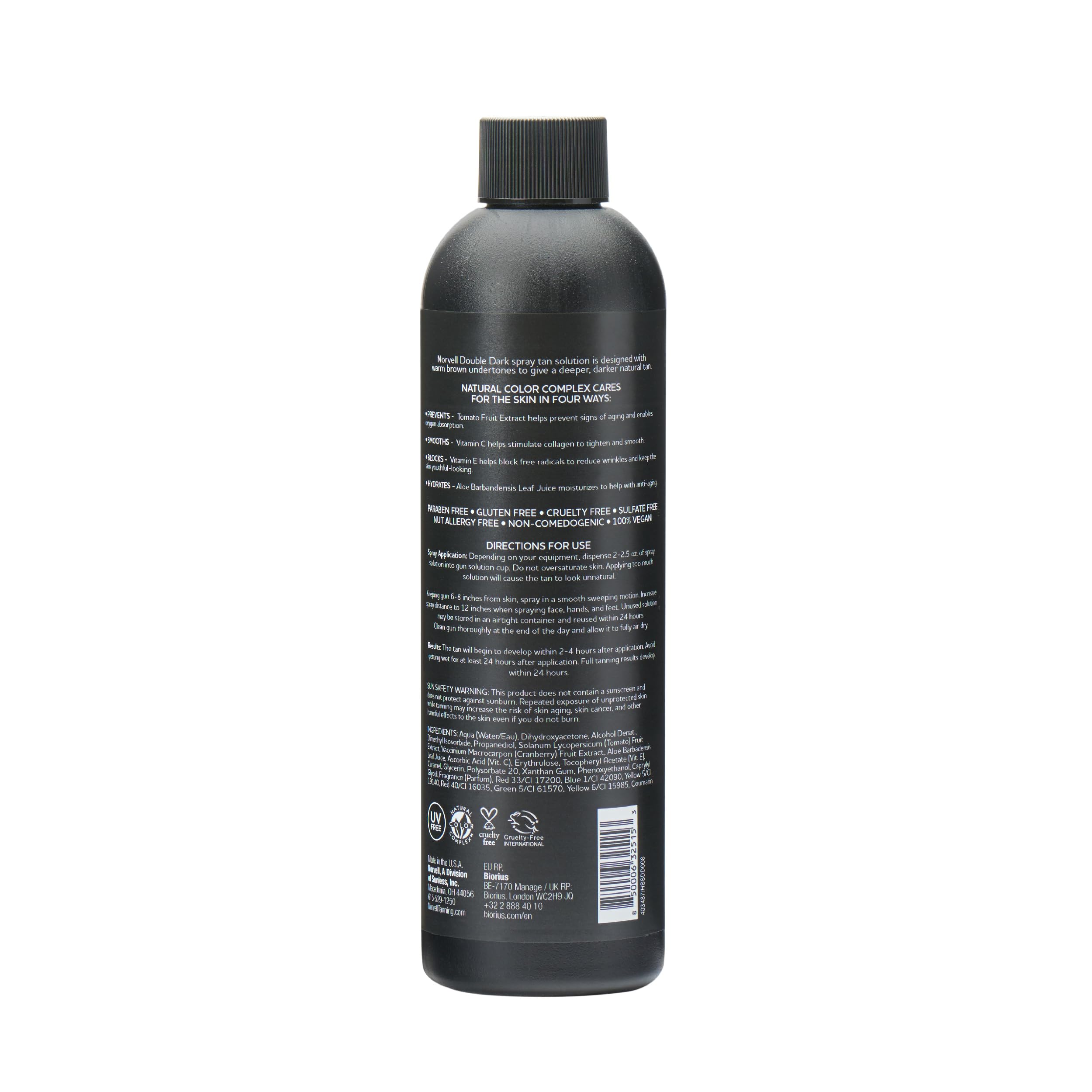 Norvell Premium Spray Tan Double Dark quick-dry panel indicates fast drying