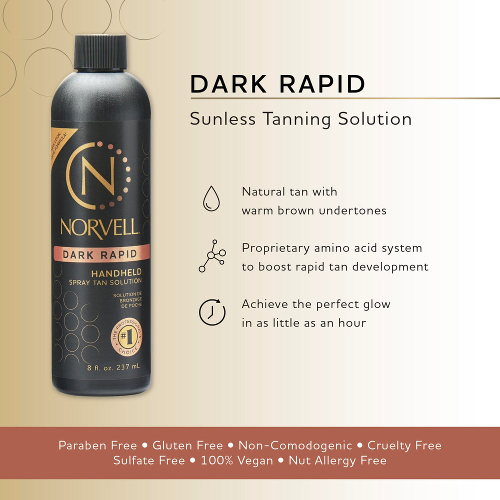 Norvell Premium Spray Tan Solution Dark Rapid application spray demonstrates even coverage.