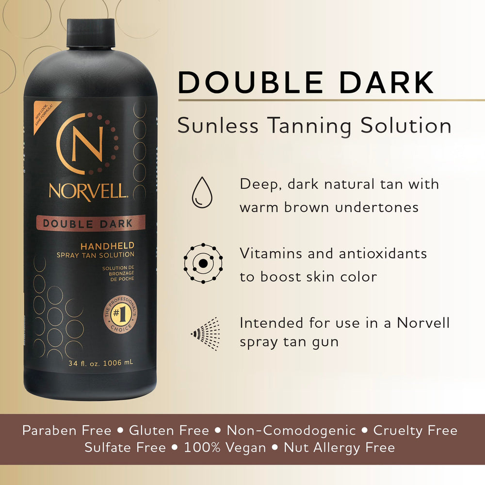 Norvell Premium Spray Tan Solution dispensing pump demonstrates quick, even distribution