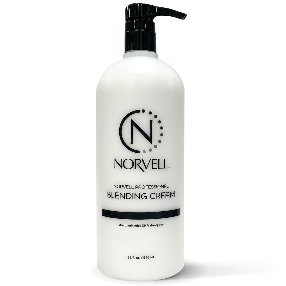 Norvell Pro-Blending DHA Barrier Cream jar demonstrates an unscented barrier for even color.
