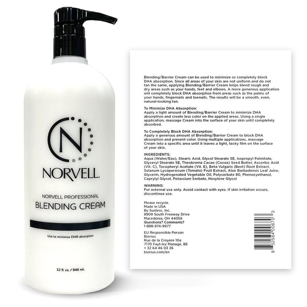 Norvell barrier cream texture close-up shows pre-tan moisturizer for smooth color.