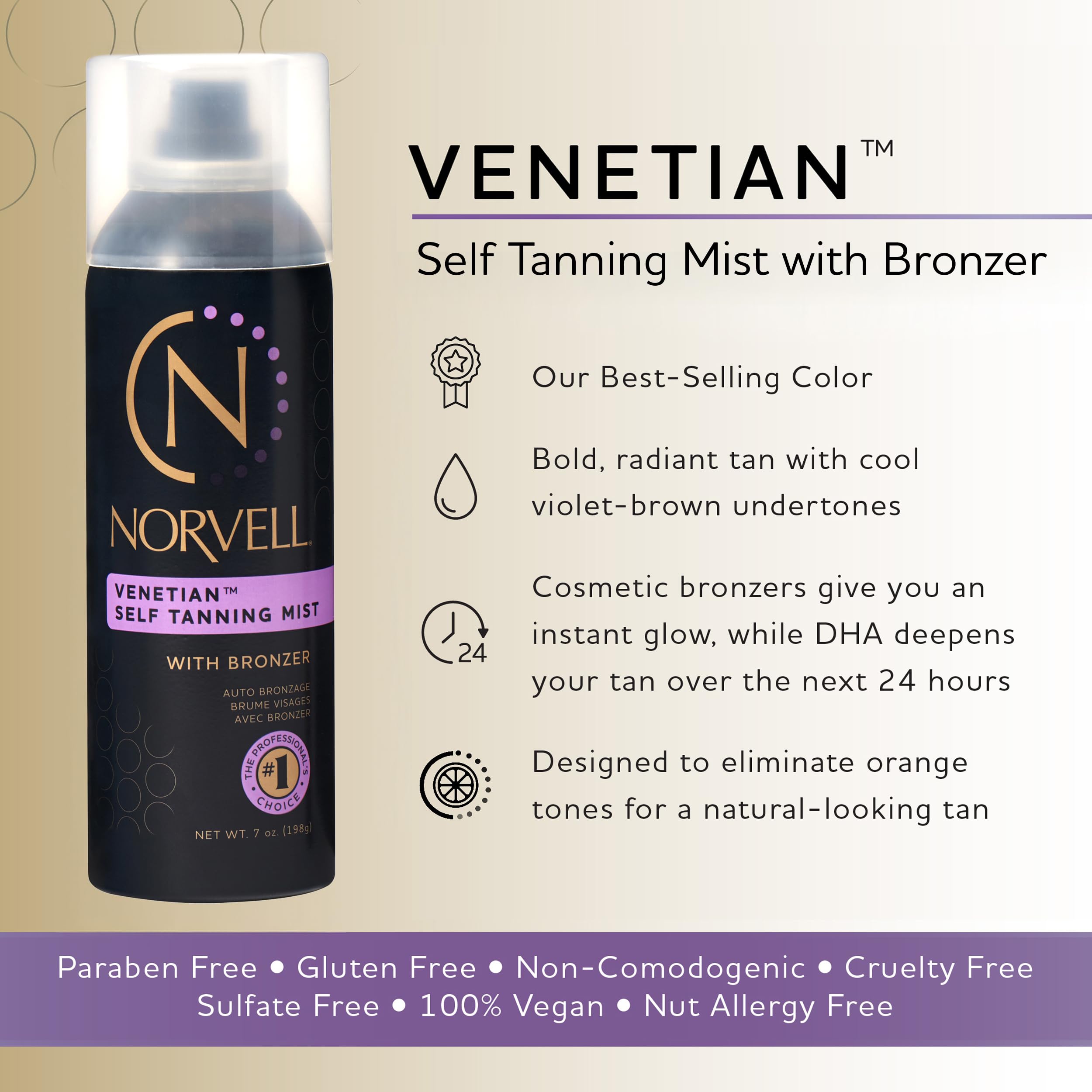 Norvell Venetian Mist bronzer provides instant glow for a sun-kissed look