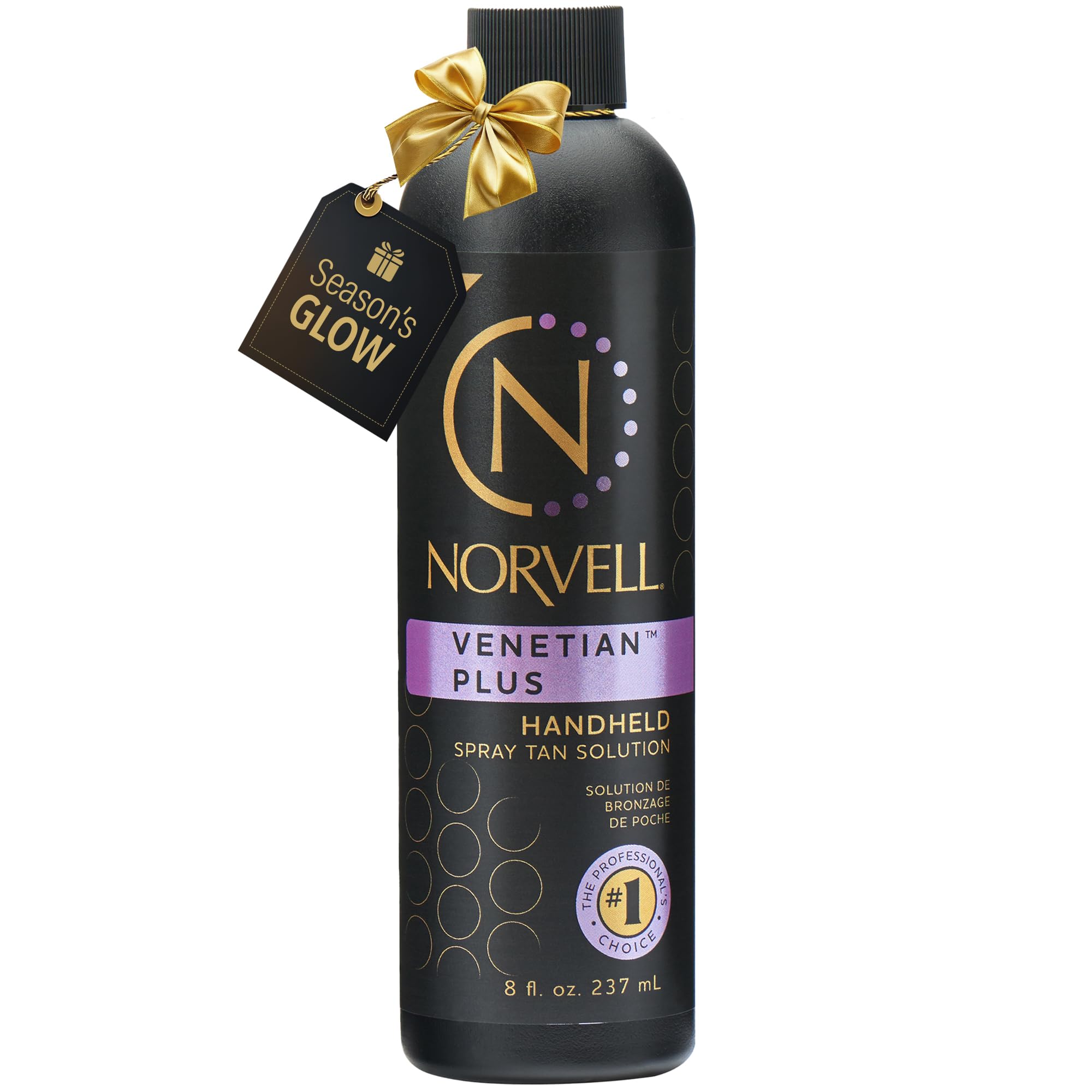 Norvell Venetian Plus bottle shows rich bronze sunless tan potential.