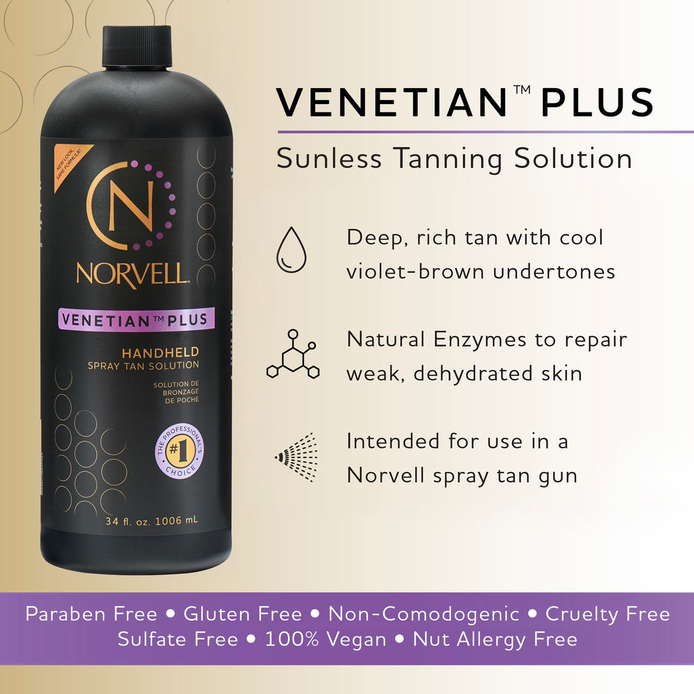 Norvell Venetian Plus spray-tan-application demonstrates streak-free mist.