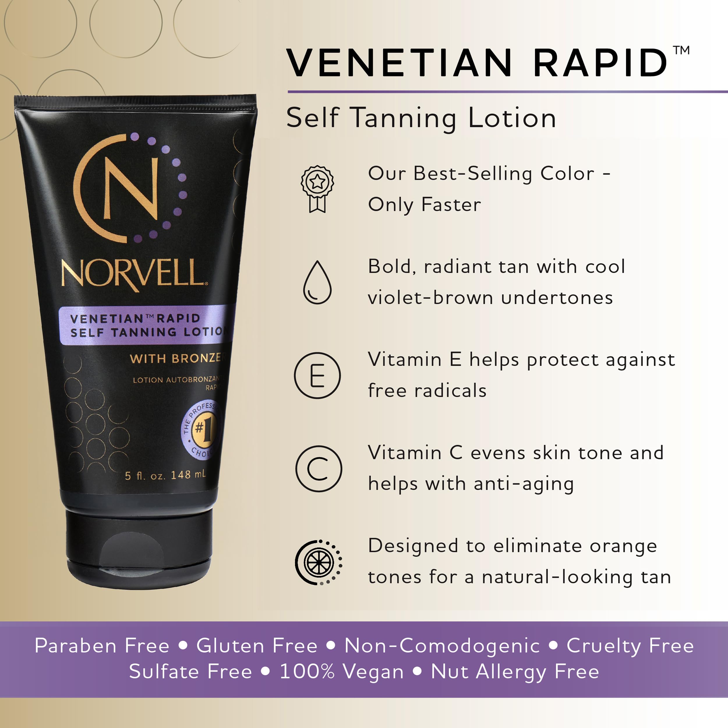 Norvell Venetian Rapid Self Tanner application mitt ready for smooth, even blends.