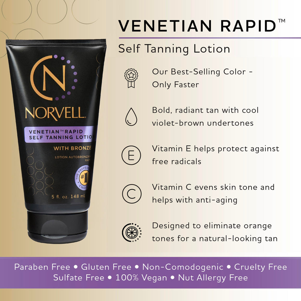 Norvell Venetian Rapid Self Tanner application mitt ready for smooth, even blends.