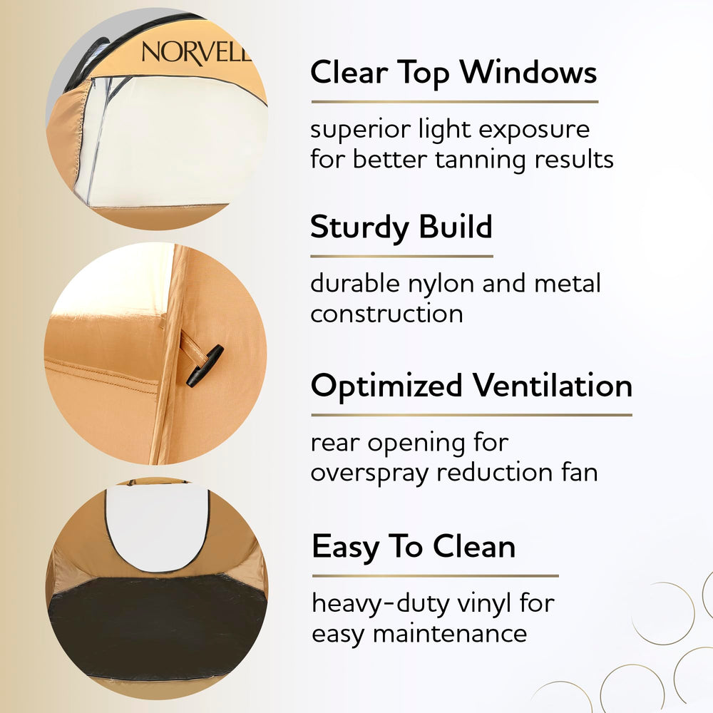 Norvell XL tent clear roof windows improve visibility during application.