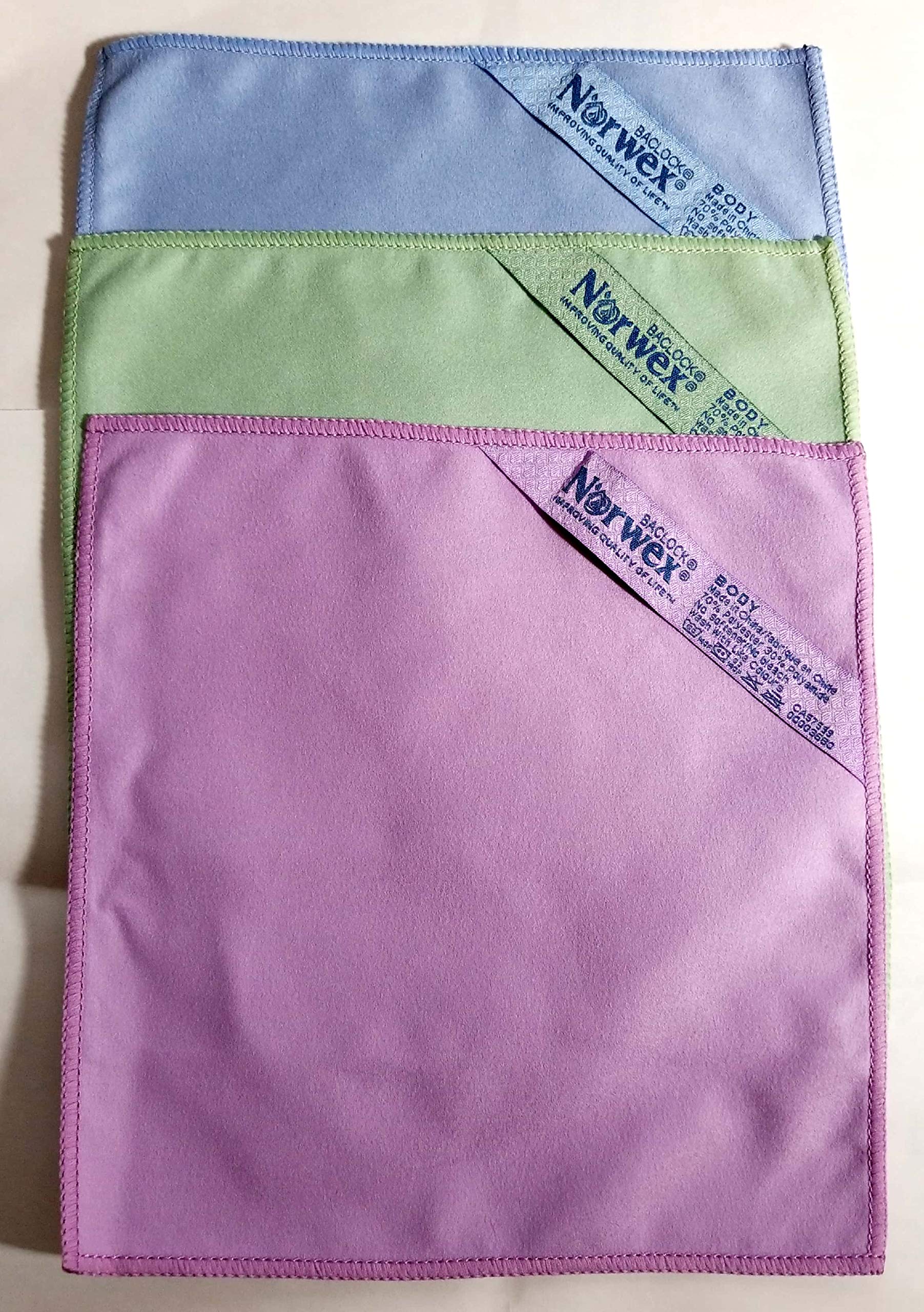 Norwex suede makeup remover cloth pack in three colors for gentle, water-only makeup removal.