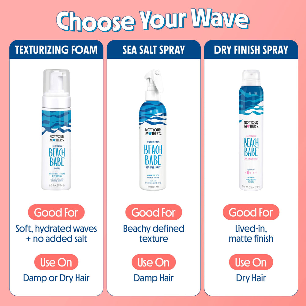 Not Your Mother's Beach Babe Texturizing Foam on various hair types for texture.