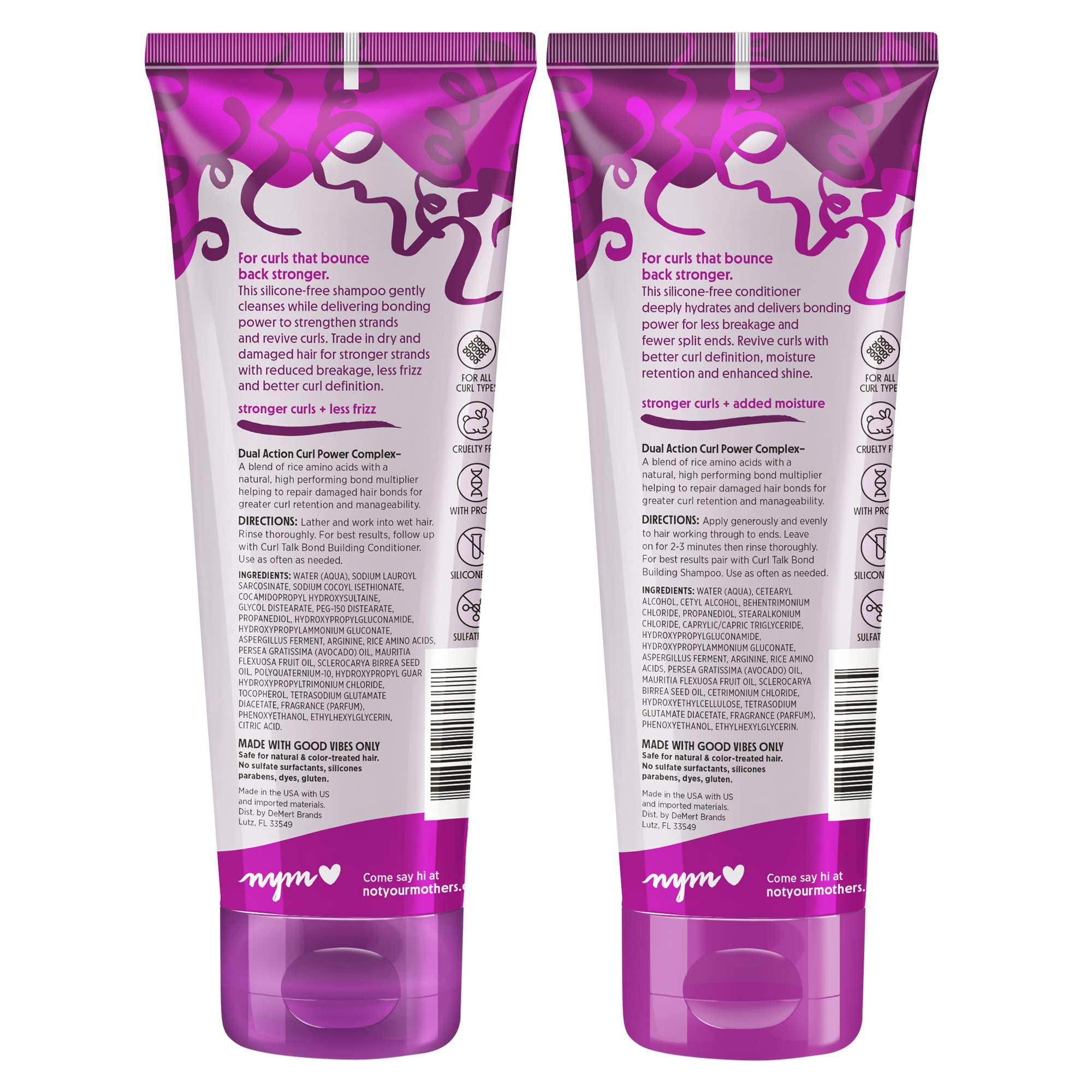 Not Your Mother's Curl Talk bond-building set on shelf with clean ingredients.