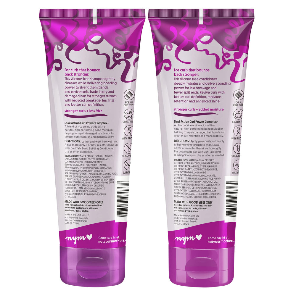 Not Your Mother's Curl Talk bond-building set on shelf with clean ingredients.