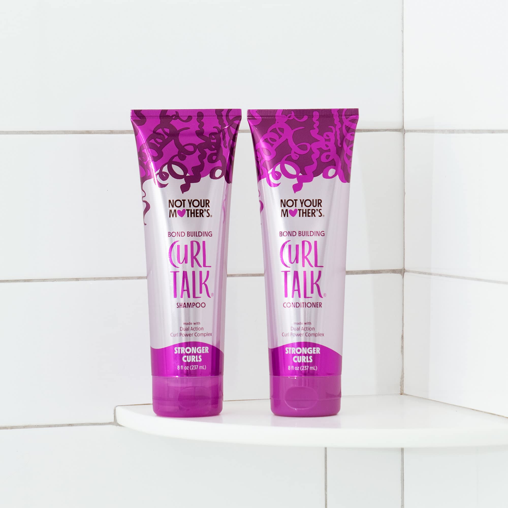 Not Your Mother's Curl Talk curly hair routine setup shows defined waves and bounce.