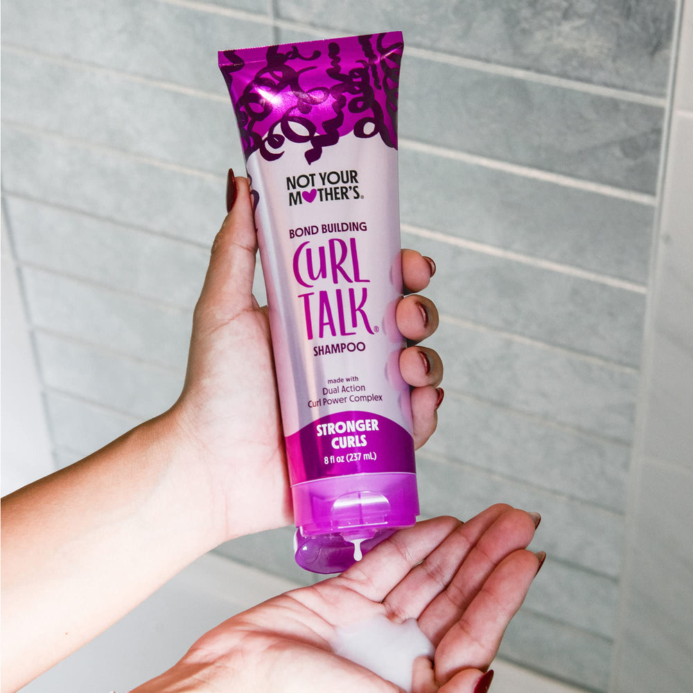 Not Your Mother's Curl Talk dual-action curl power complex graphic explains bond repair benefits.