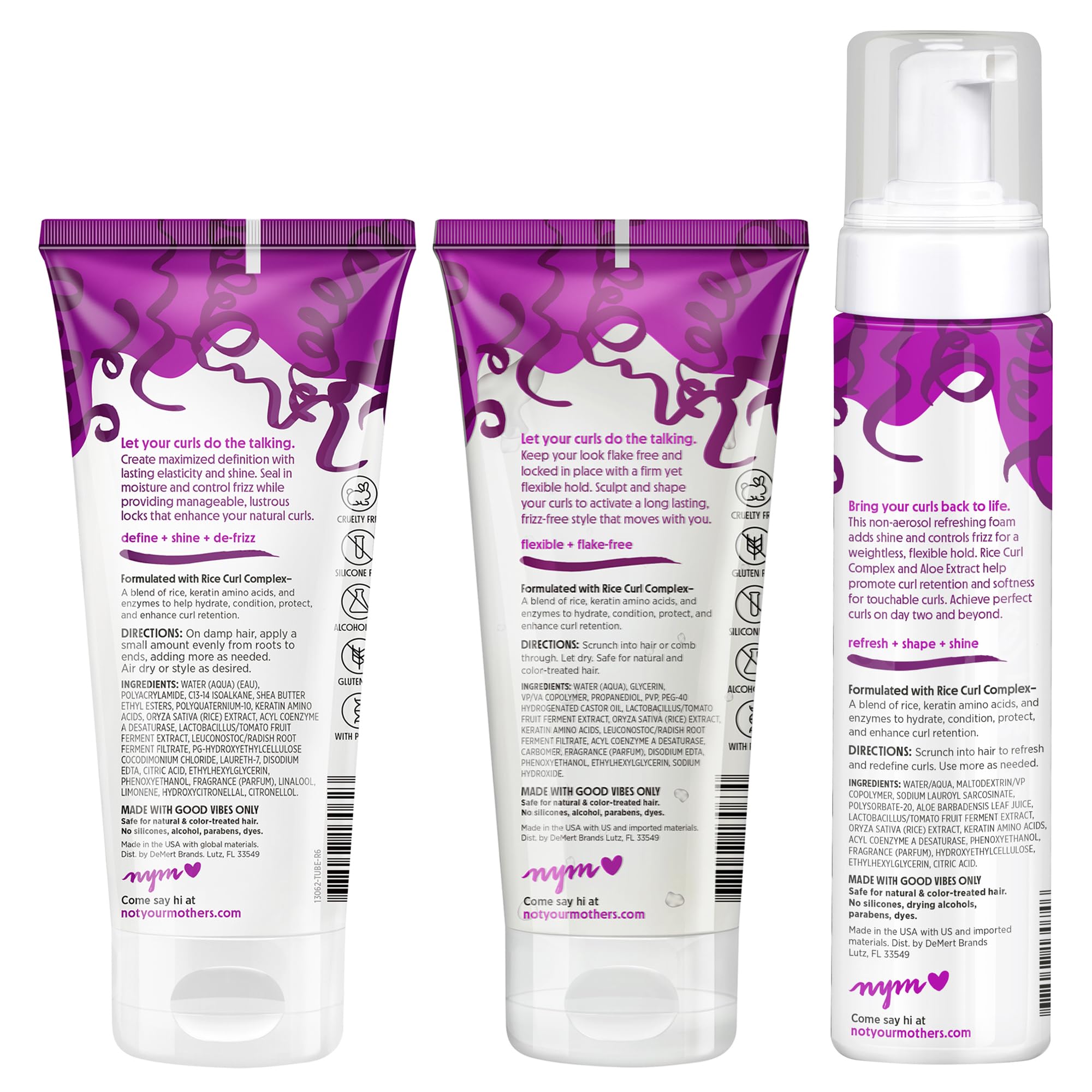 Not Your Mother's Curl Talk set displayed with all three products for all curl types