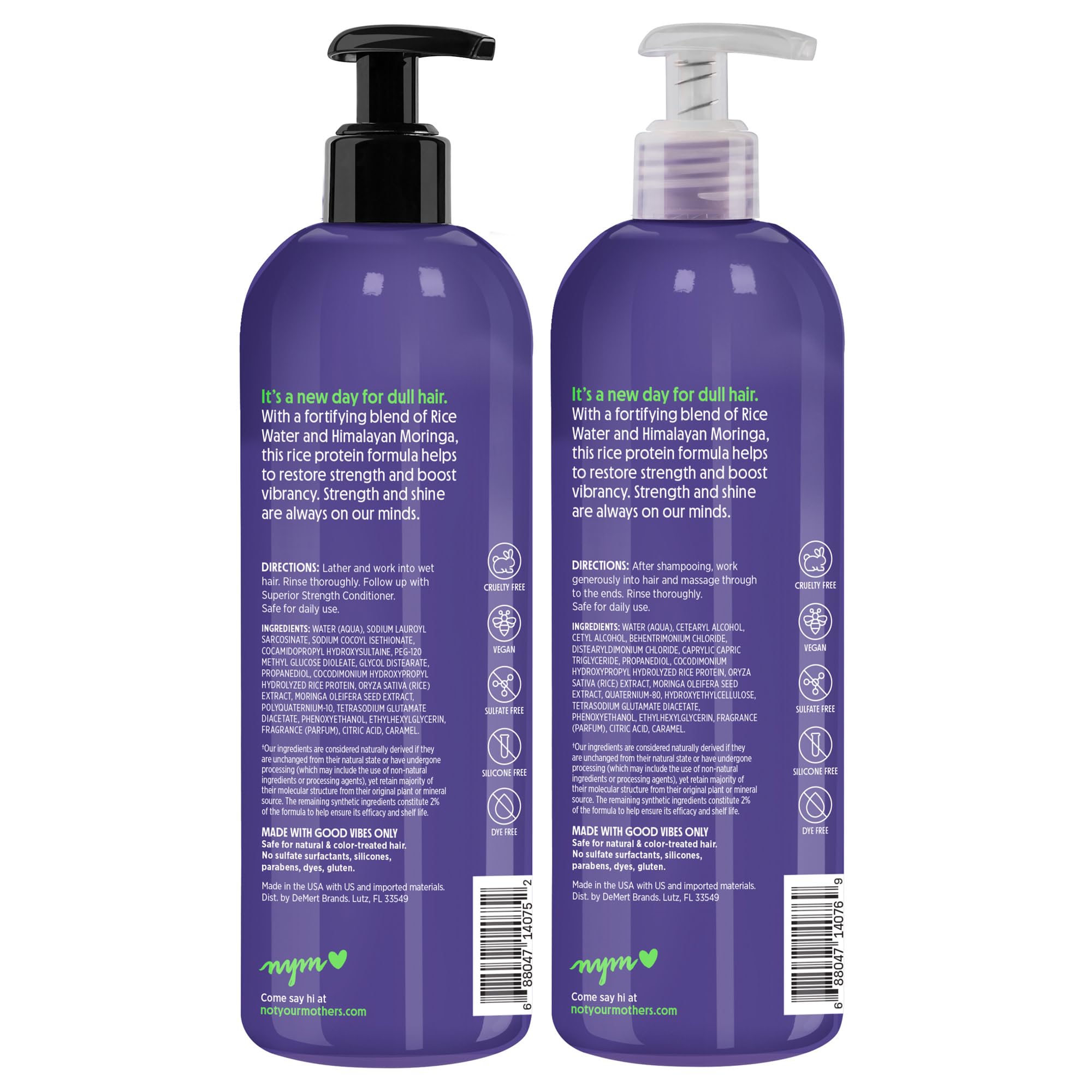 Not Your Mother's Naturals detangling action demonstrated on comb gliding through towel-dried hair.
