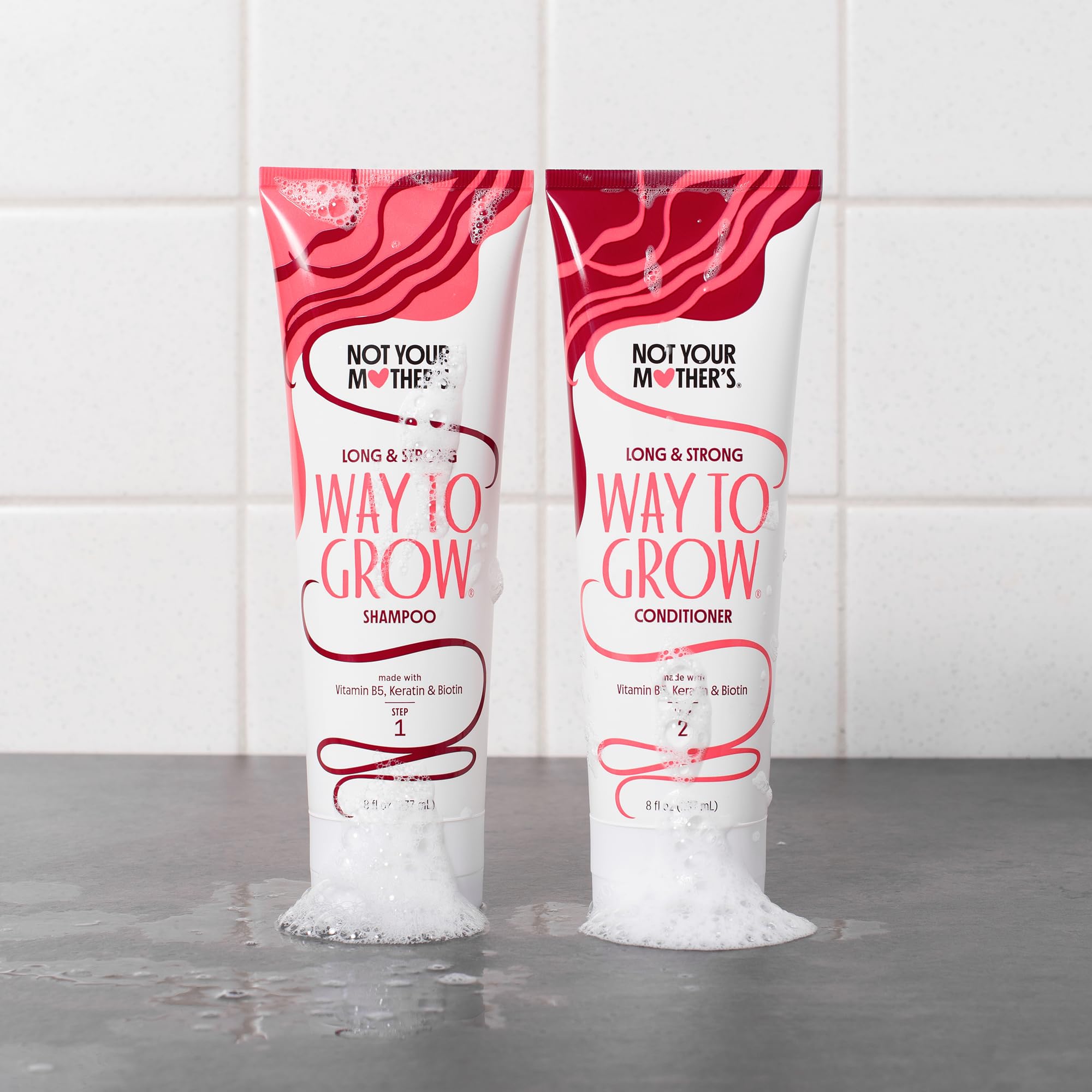 Not Your Mother's packaging image signals the three-step system for fortifying hair