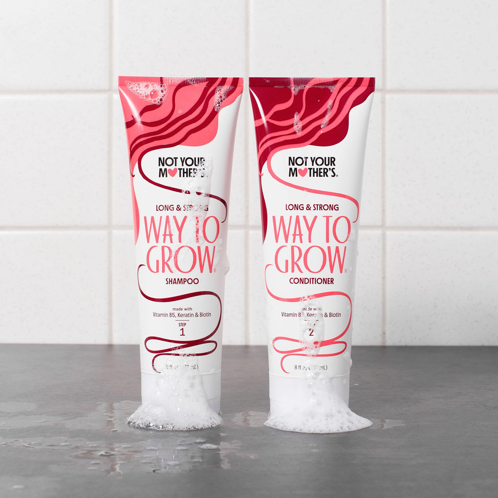 Not Your Mother's packaging image signals the three-step system for fortifying hair