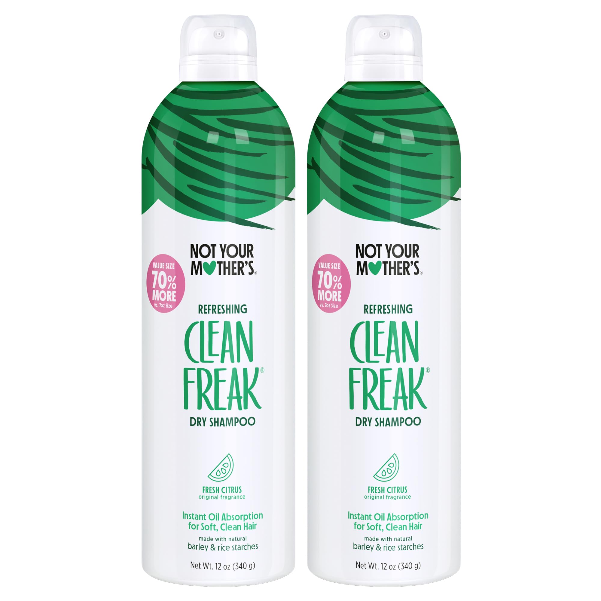 Not Your Mother's Value Pack refreshing dry shampoo bottle demonstrates instant oil absorption for quick refresh.