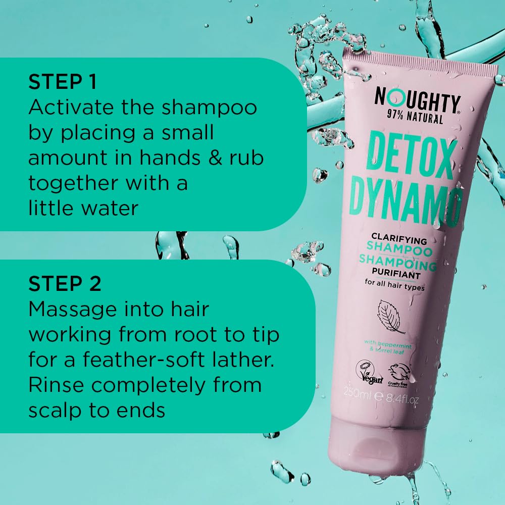 Noughty Detox Dynamo peppermint infusion close-up cooling scalp feel.