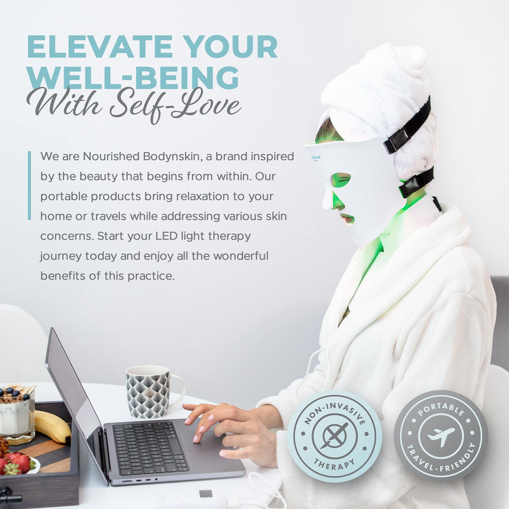 Nourished Bodynskin LED mask designed for easy hands-free use.