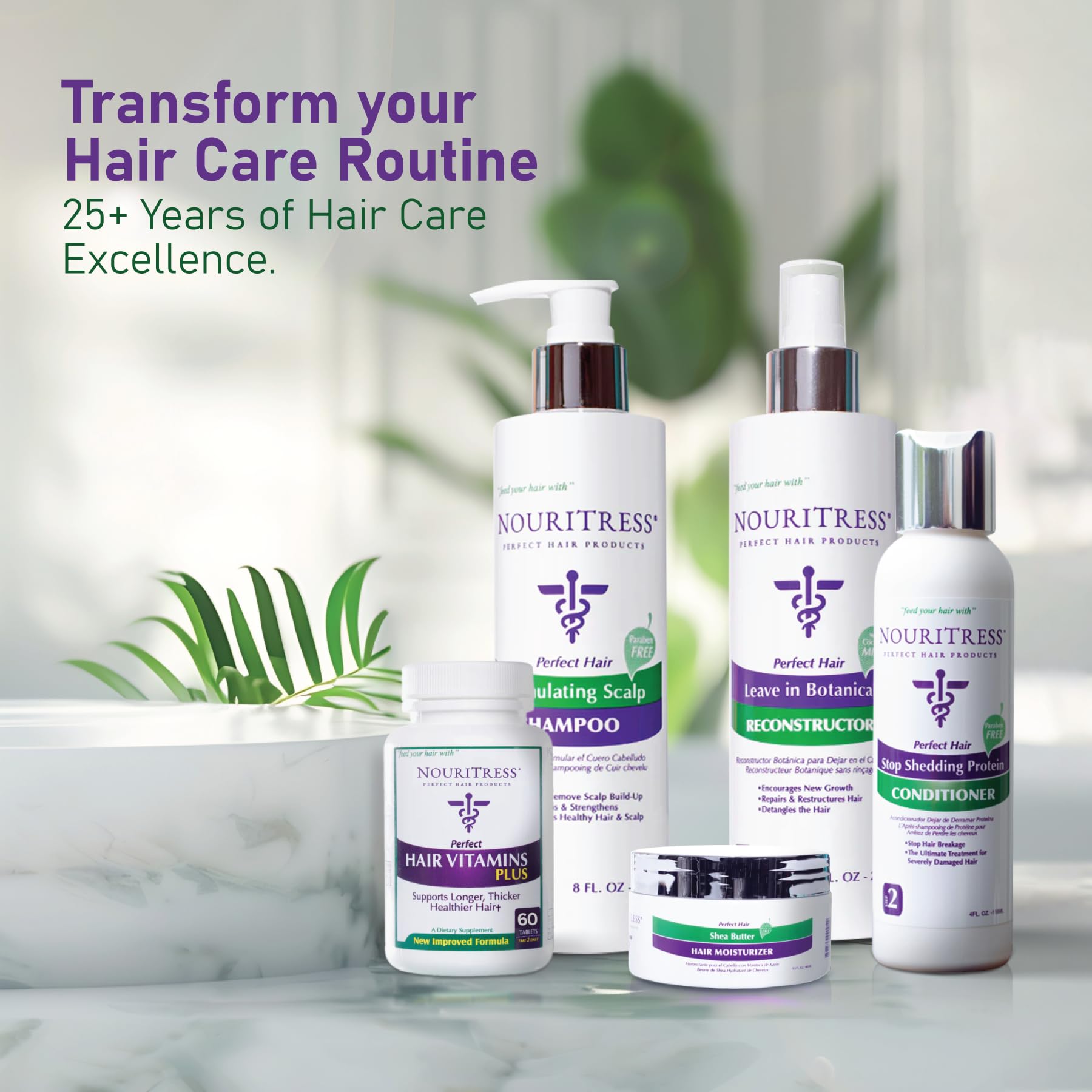 NouriTress Perfect Hair Vitamins Plus lifestyle-use shot demonstrates consistent daily intake.